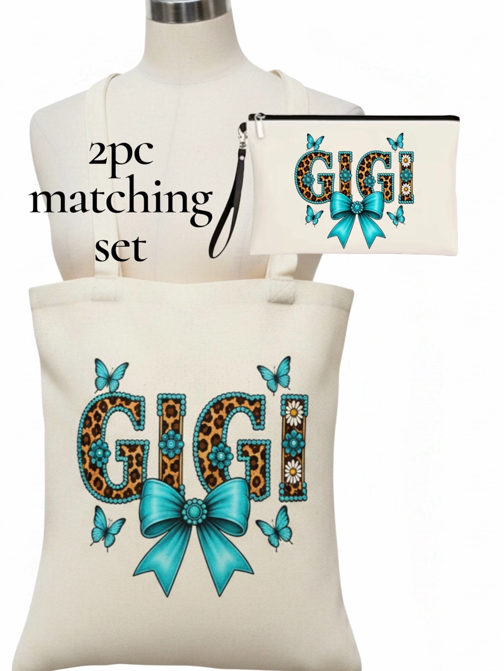 2pc matching set Personalized Tote & Wristlet Set (any name you want)